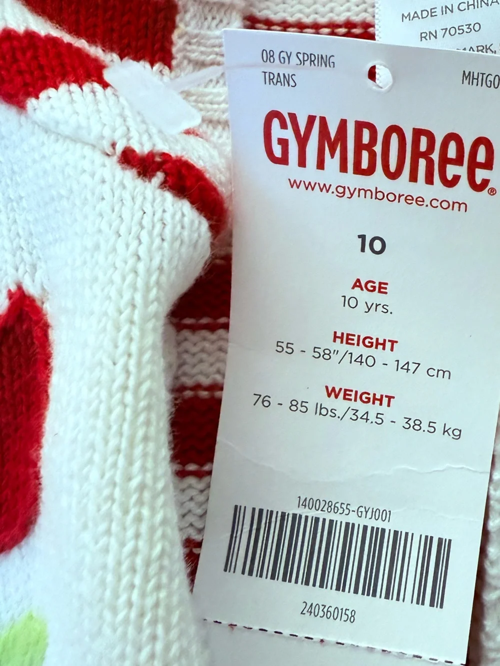 Gymboree girls size 10 white and red tulip zip up sweater